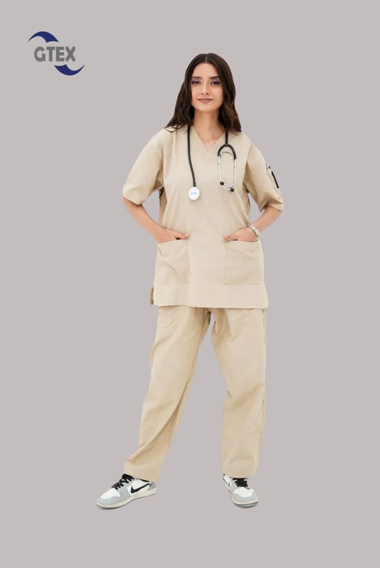 Classic™ Beige Scrub Suit for Women by GTEX Apparels Pakistan
