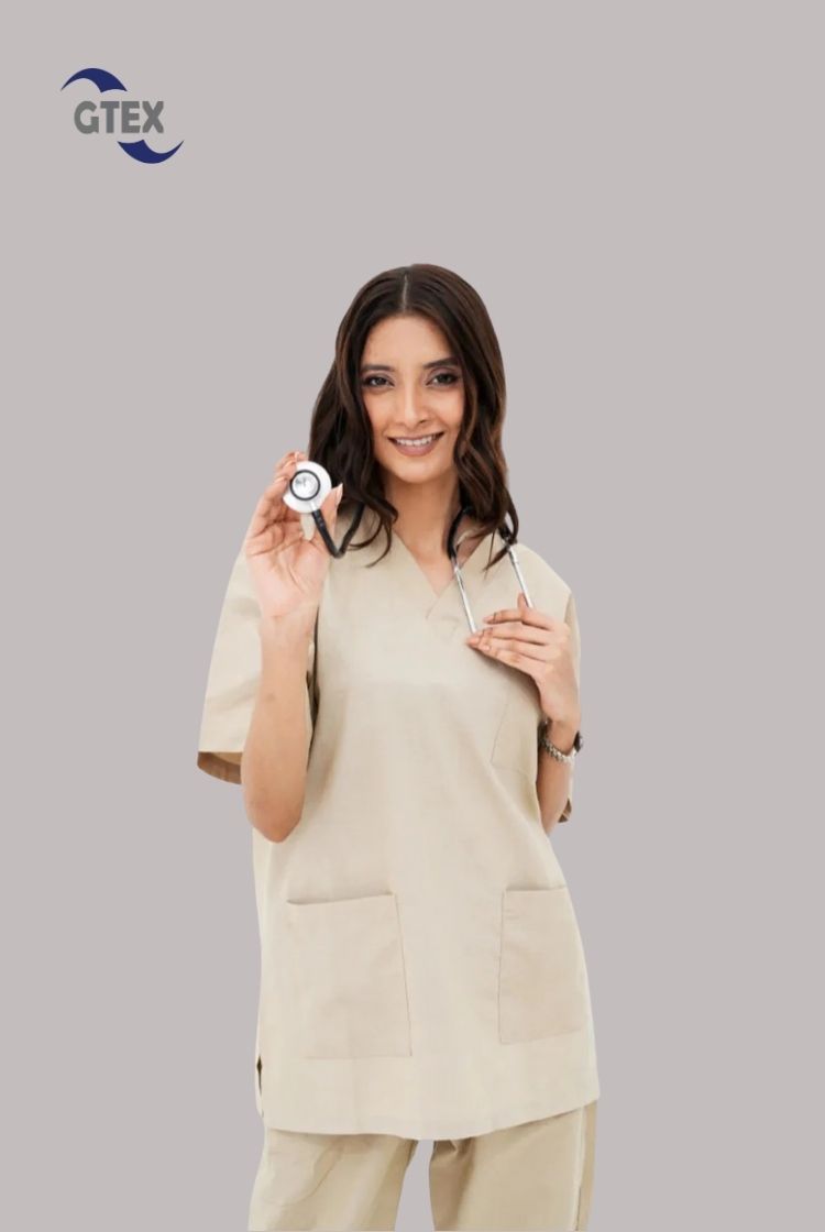 Classic™ Beige Scrub Suit for Women by GTEX Apparels Pakistan