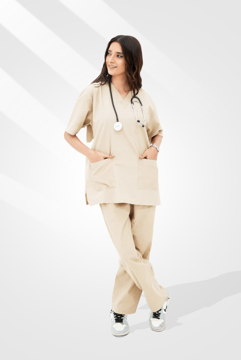 Classic™ Beige Scrub Suit for Women by GTEX Apparels Pakistan