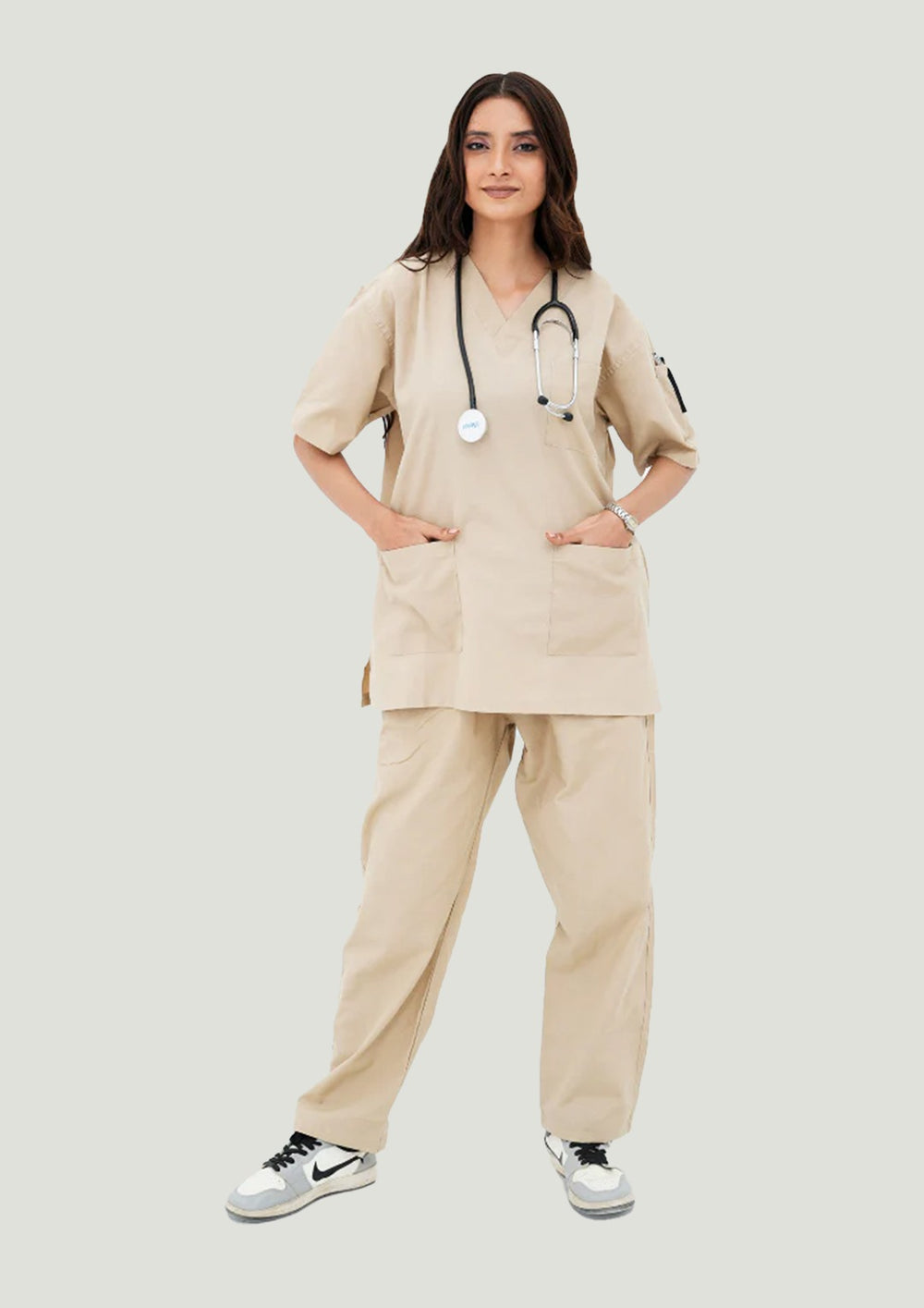 Classic ™ Beige Scrub Suit for Women by GTEX Apparels Pakistan