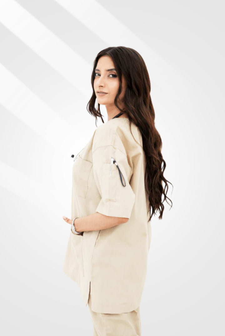Classic™ Beige Scrub Suit for Women by GTEX Apparels Pakistan