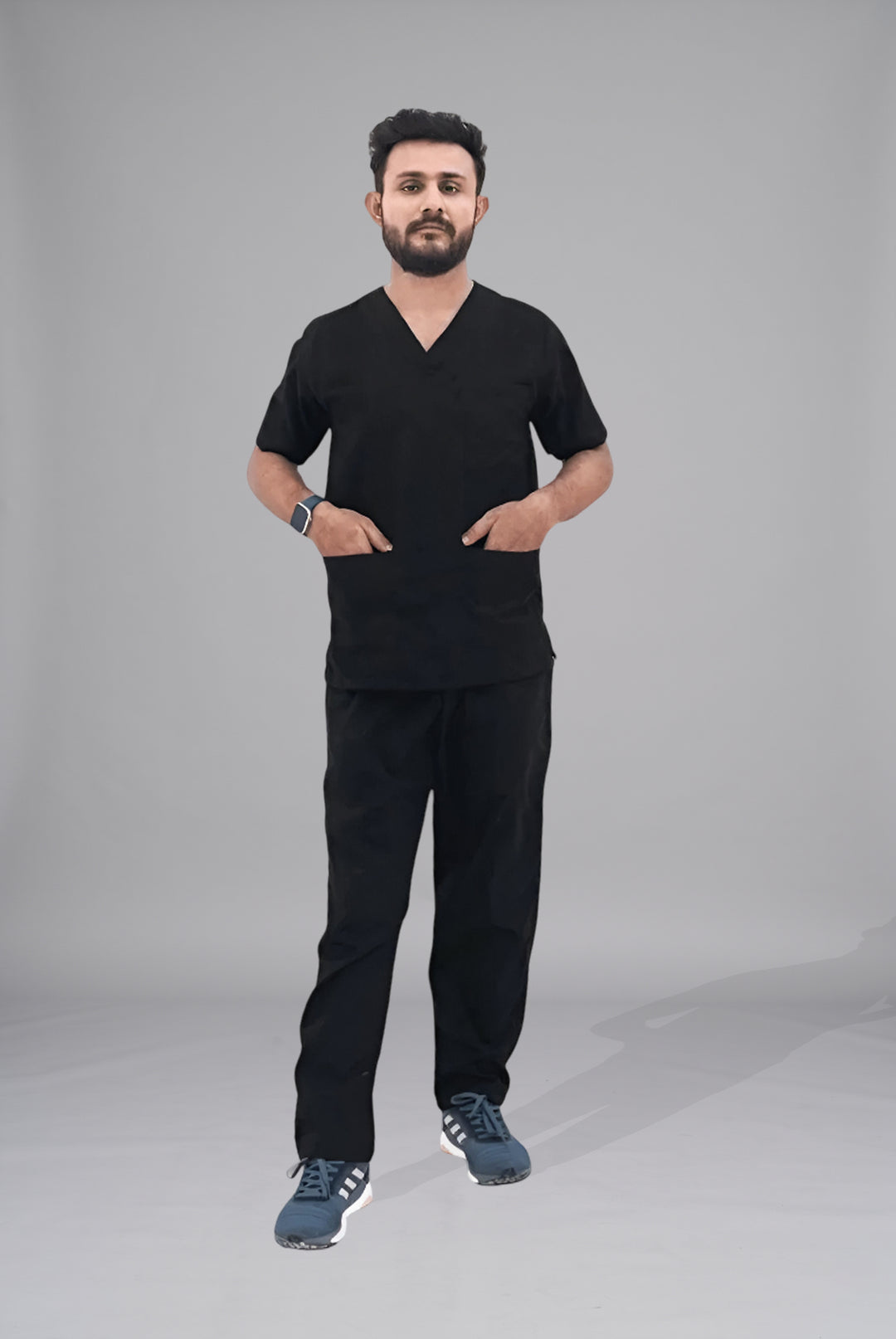 Buy Black scrub for men in Pakistan by Gtex Apparels - breathable, durable medical uniform for healthcare professionals