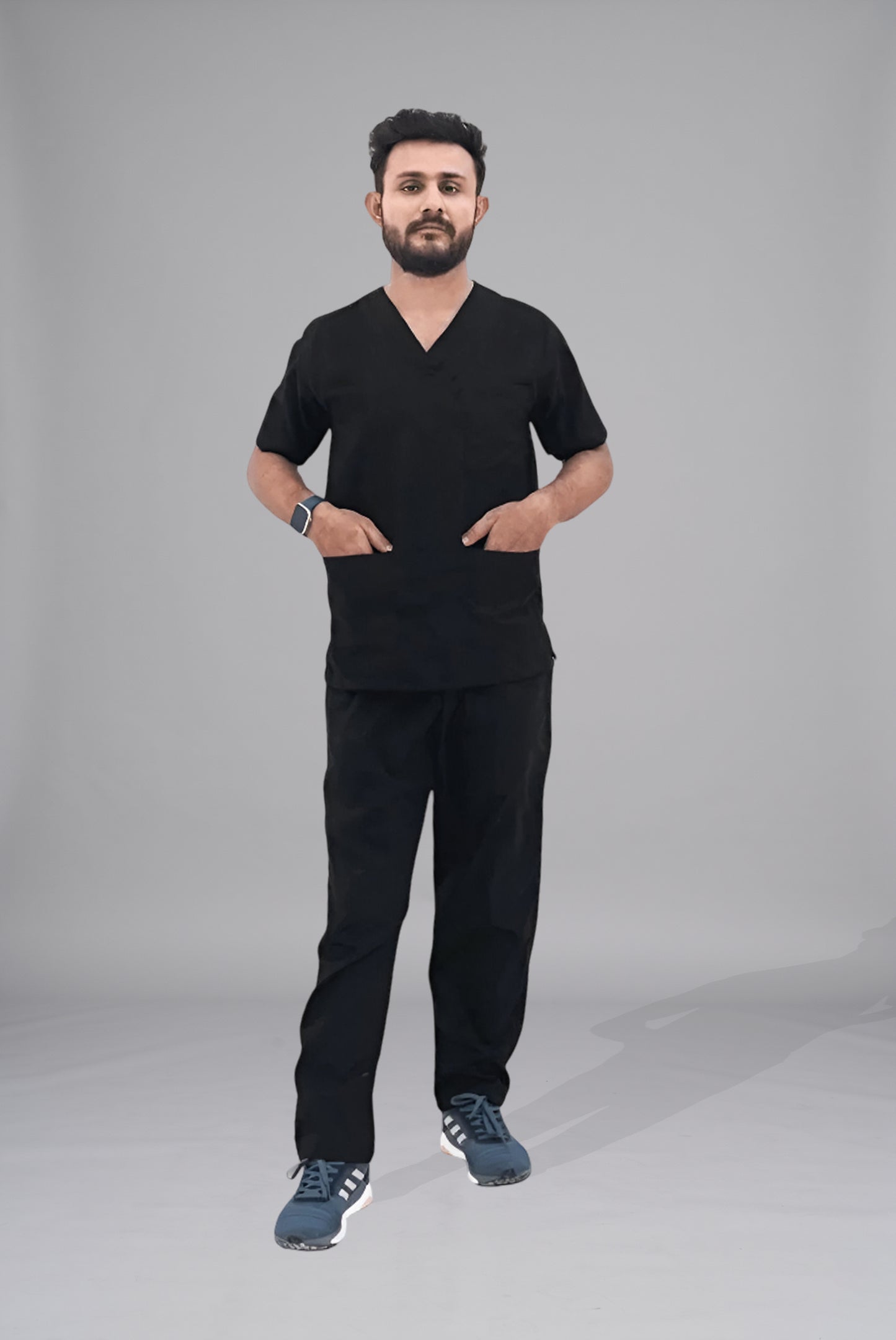 Buy Black scrub for men in Pakistan by Gtex Apparels - breathable, durable medical uniform for healthcare professionals