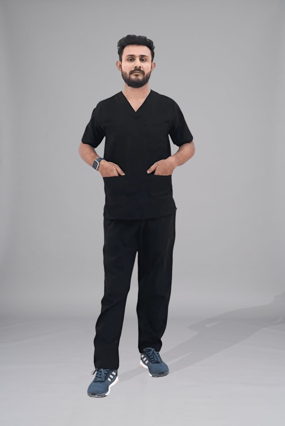 Buy Black scrub for men in Pakistan by Gtex Apparels - breathable, durable medical uniform for healthcare professionals