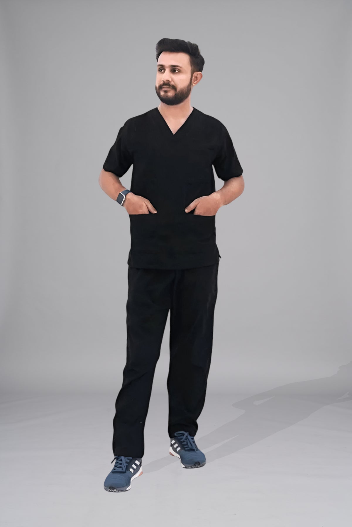 Buy Black scrub for men in Pakistan by Gtex Apparels - breathable, durable medical uniform for healthcare professionals 2