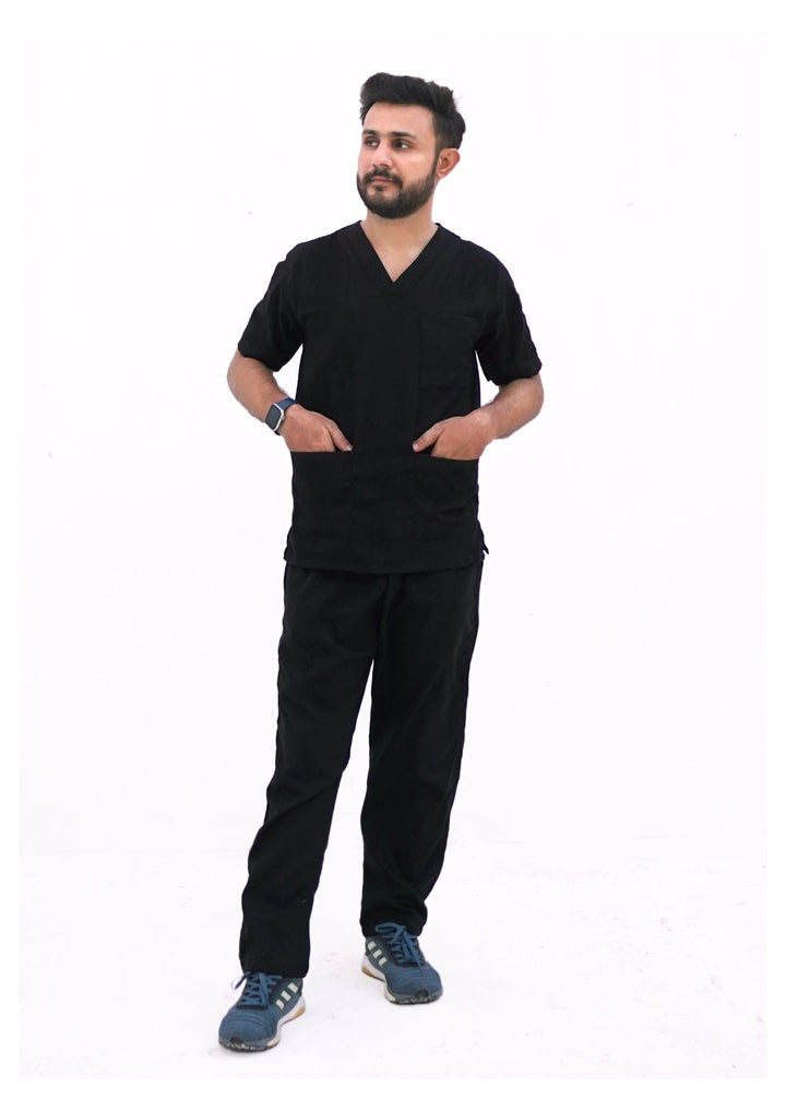 Classic™ Black Scrub Suit for Men by GTEX Apparels Pakistan