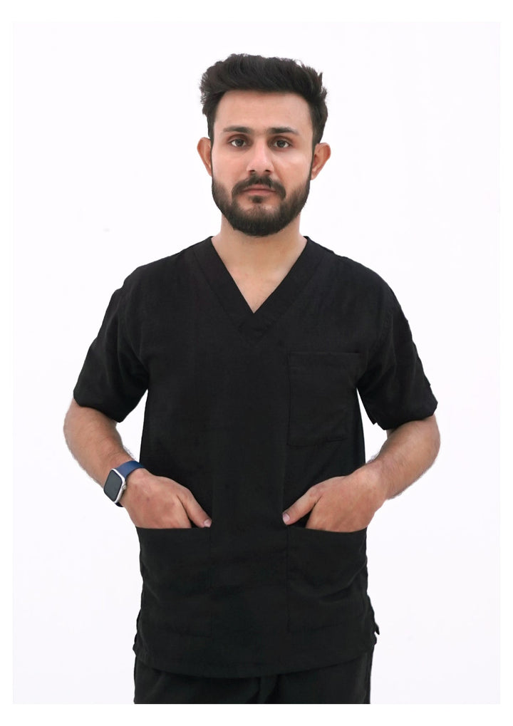 Classic™ Black Scrub Suit for Men by GTEX Apparels Pakistan