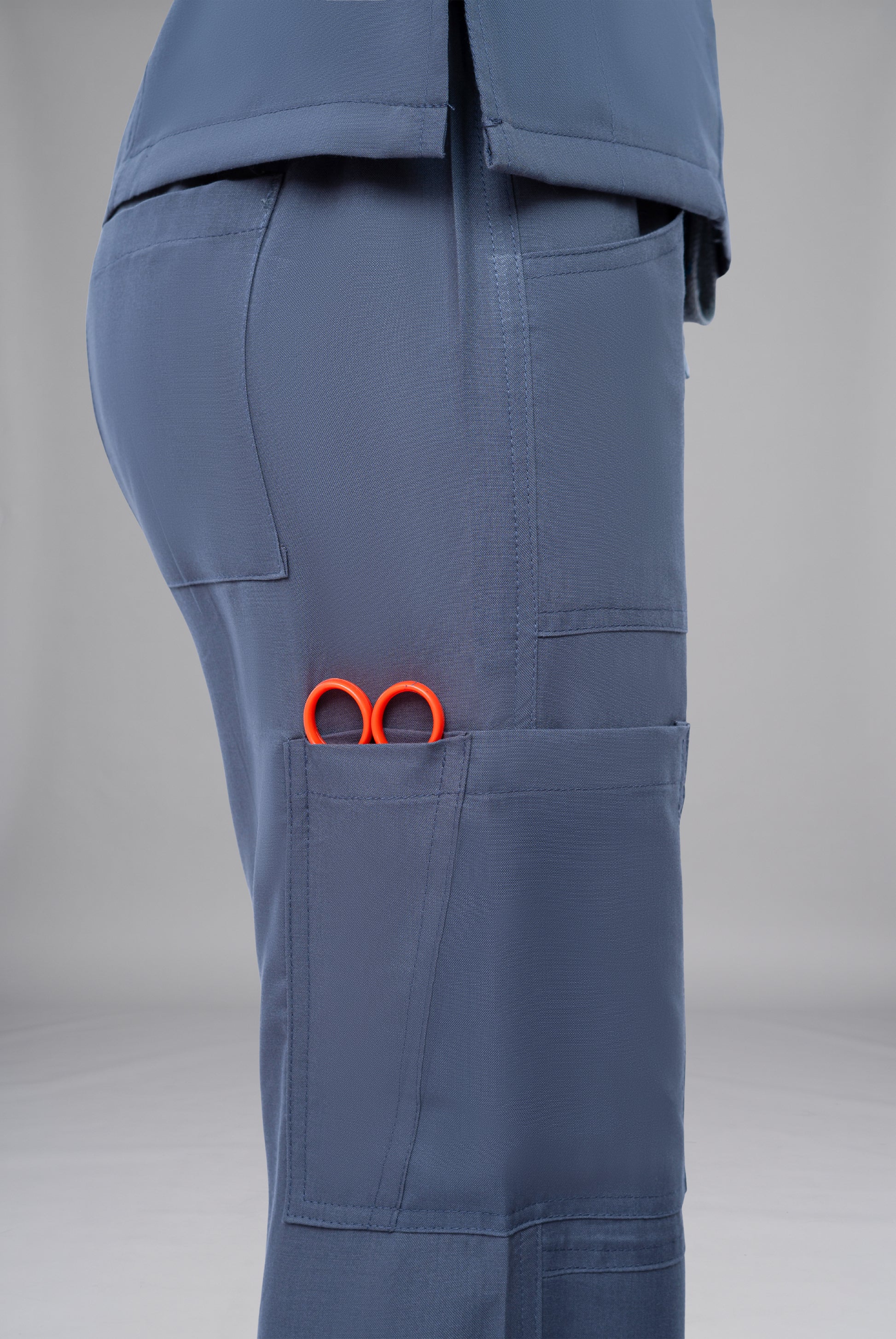 Classic Curve™ ash grey scrub for women by Gtex Apparels in Pakistan designed for practical healthcare work environments 3