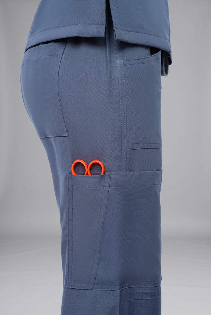 Classic Curve™ ash grey scrub for women by Gtex Apparels in Pakistan designed for practical healthcare work environments 3
