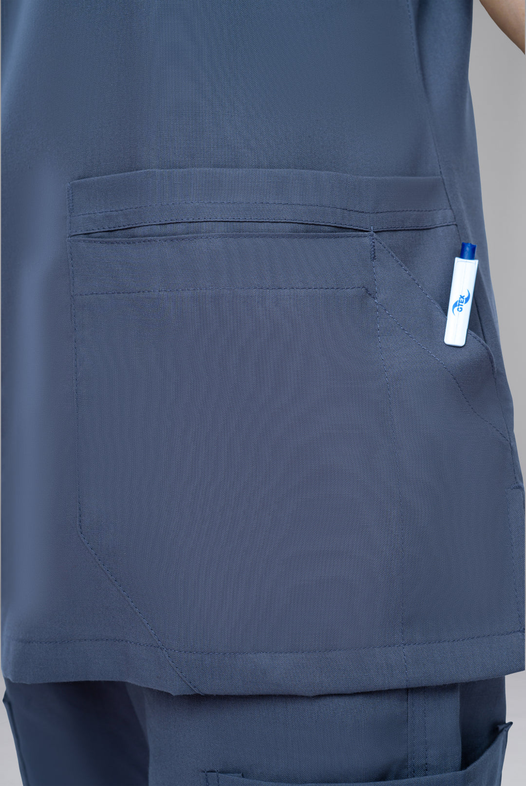 Classic Curve™ ash grey scrub for women by Gtex Apparels in Pakistan designed for practical healthcare work environments 5