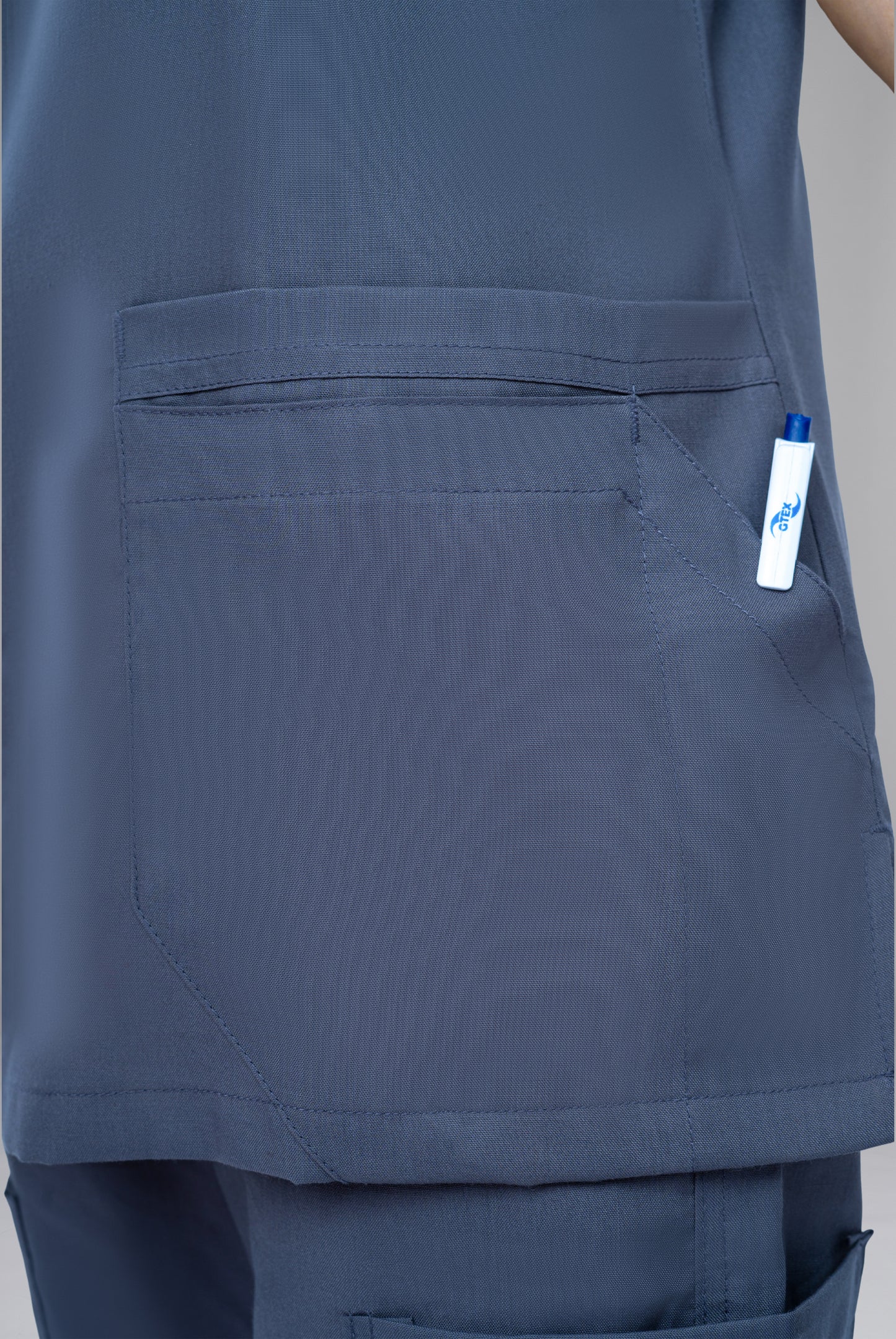 Classic Curve™ ash grey scrub for women by Gtex Apparels in Pakistan designed for practical healthcare work environments 5
