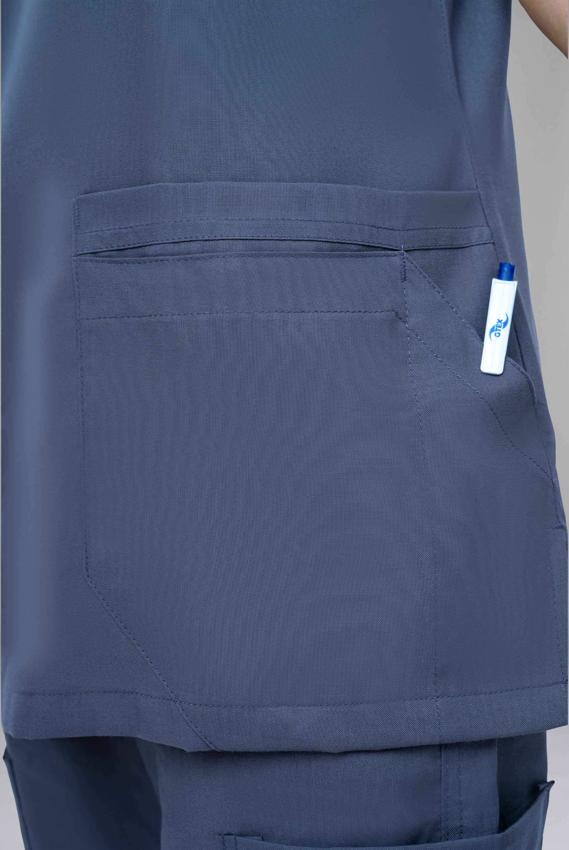 Classic Curve™ ash grey scrub for women by Gtex Apparels in Pakistan designed for practical healthcare work environments 5