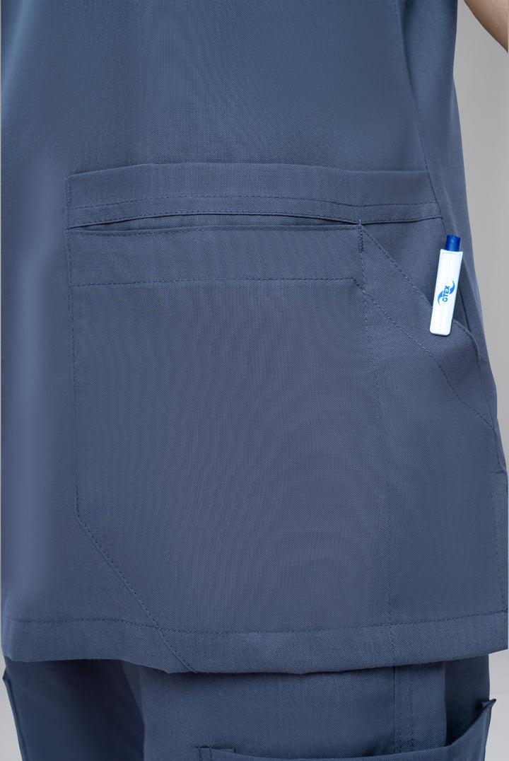 Classic Curve™ ash grey scrub for women by Gtex Apparels in Pakistan designed for practical healthcare work environments 5