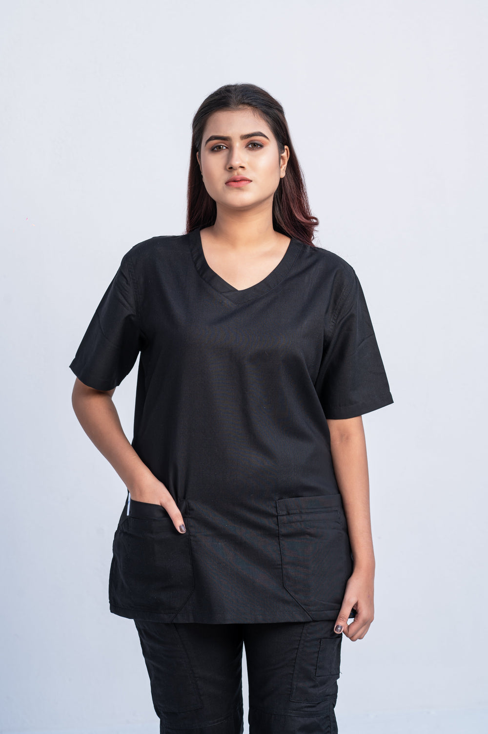 Classic Curve™ Black Scrub Suit for Women by GTEX Apparels Pakistan 