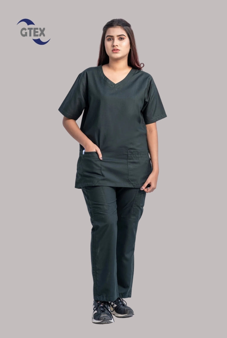 Classic Curve™ Bottle Green Scrub Suit for Women by GTEX Apparels Pakistan