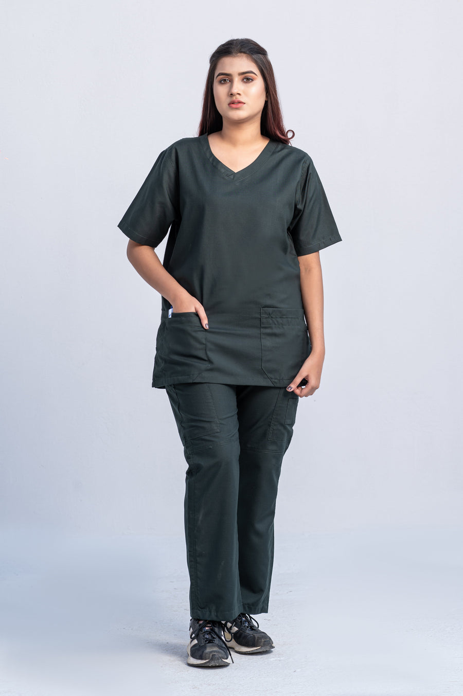 Classic Curve™ Bottle Green Scrub Suit for Women by GTEX Apparels Pakistan 