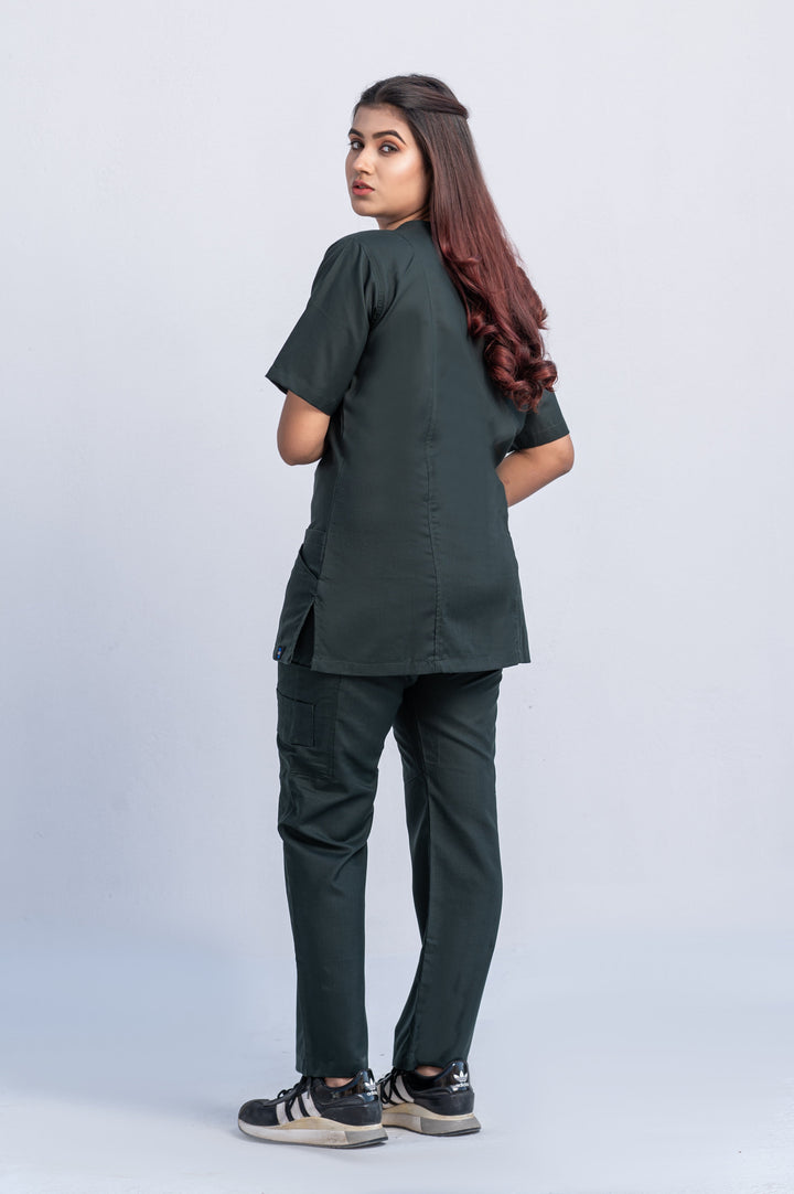 Classic Curve™ Bottle Green Scrub Suit for Women by GTEX Apparels Pakistan 