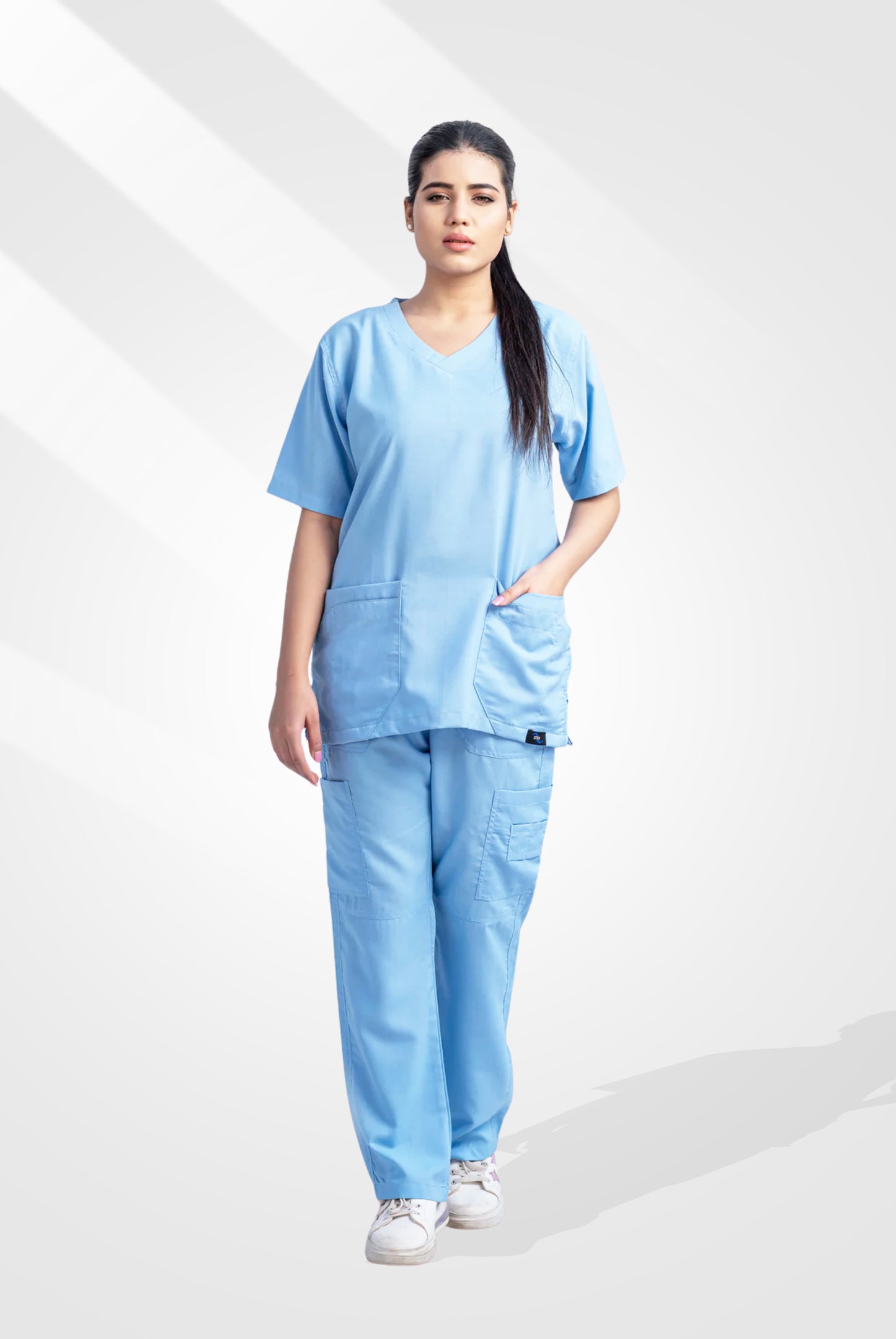 Classic Curve™ Dusk Blue Scrub Suit for Women by GTEX Apparels Pakistan