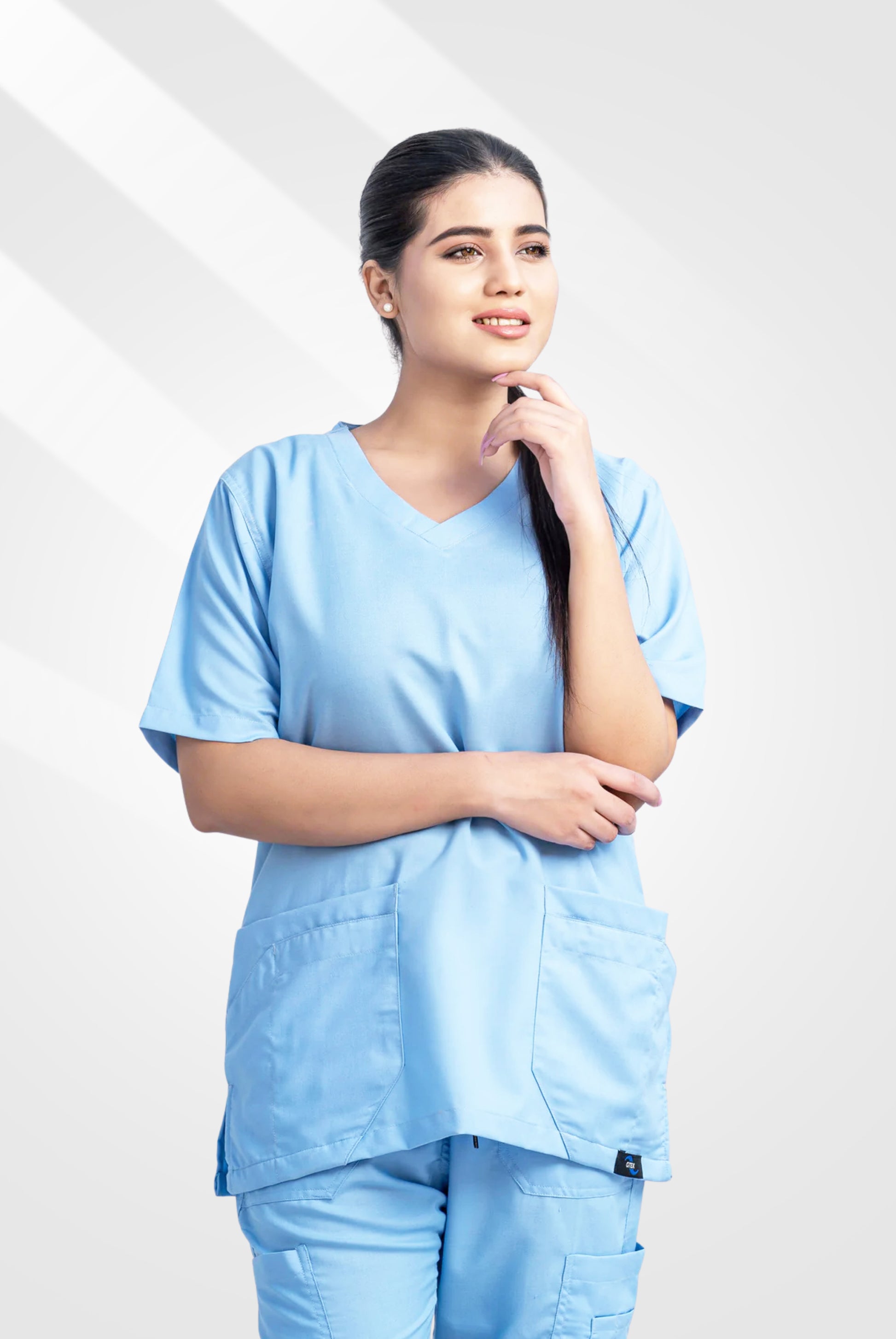 Classic Curve™ Dusk Blue Scrub Suit for Women by GTEX Apparels Pakistan