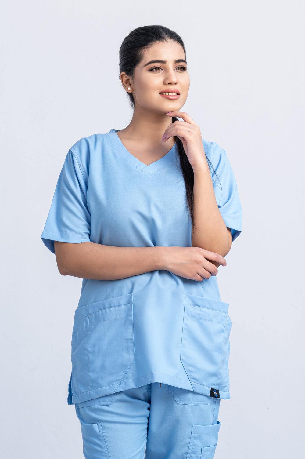 Classic Curve™ Dusk Blue Scrub Suit for Women by GTEX Apparels Pakistan