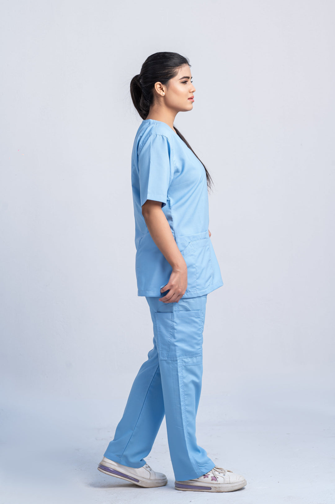 Classic Curve™ Dusk Blue Scrub Suit for Women by GTEX Apparels Pakistan