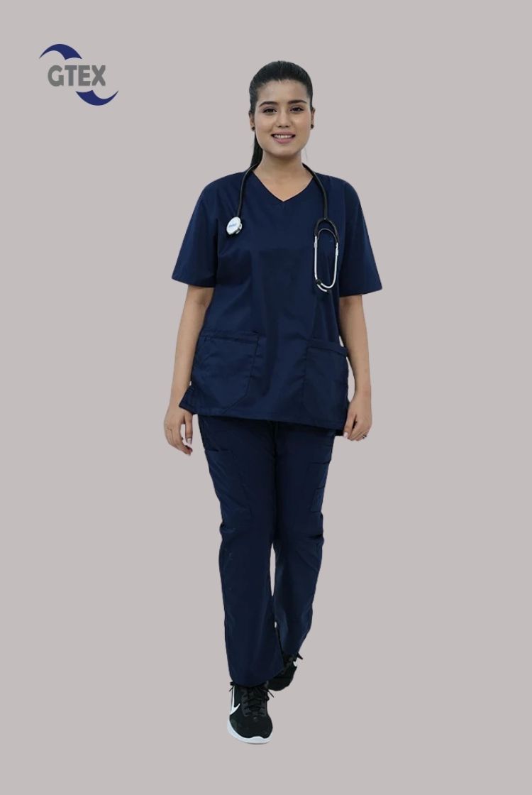 Classic Curve™ Navy Blue Scrub Suit for Women by GTEX Apparels Pakistan