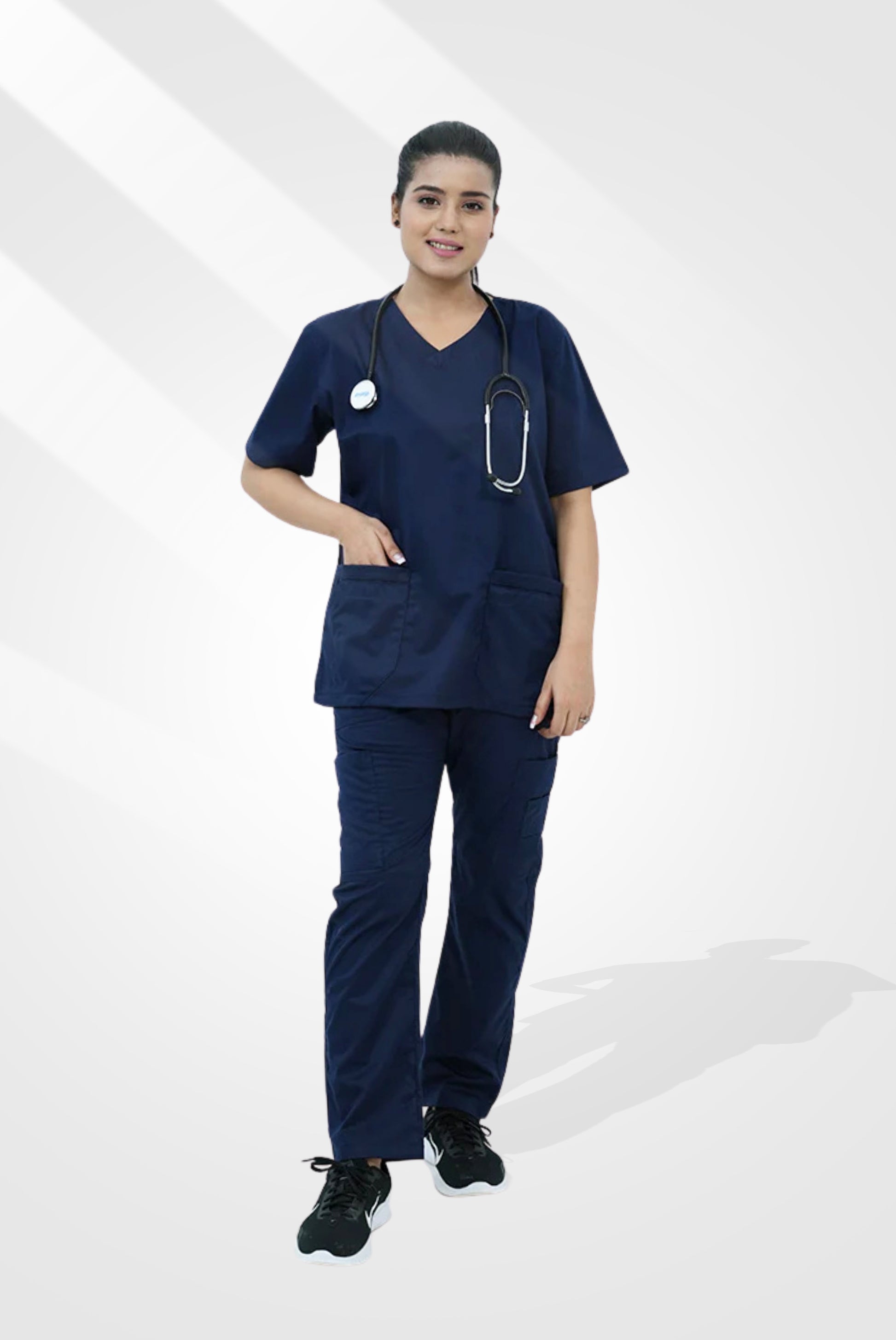 Classic Curve™ Navy Blue Scrub Suit for Women by GTEX Apparels Pakistan
