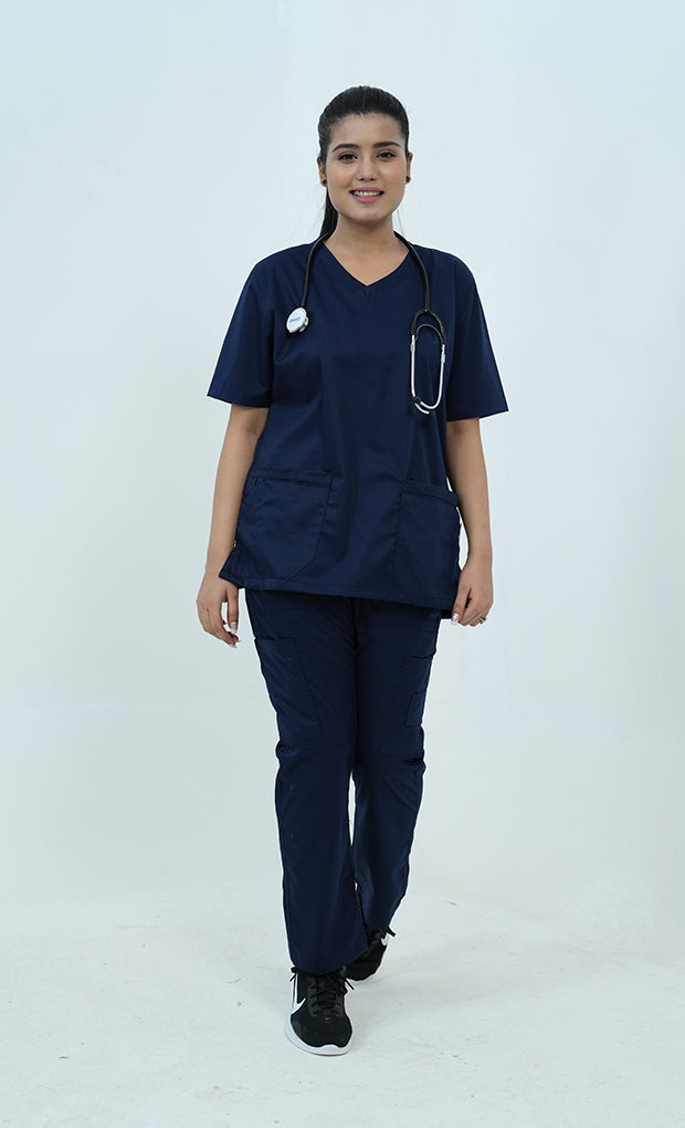 Classic Curve™ Navy Blue Scrub Suit for Women by GTEX Apparels Pakistan