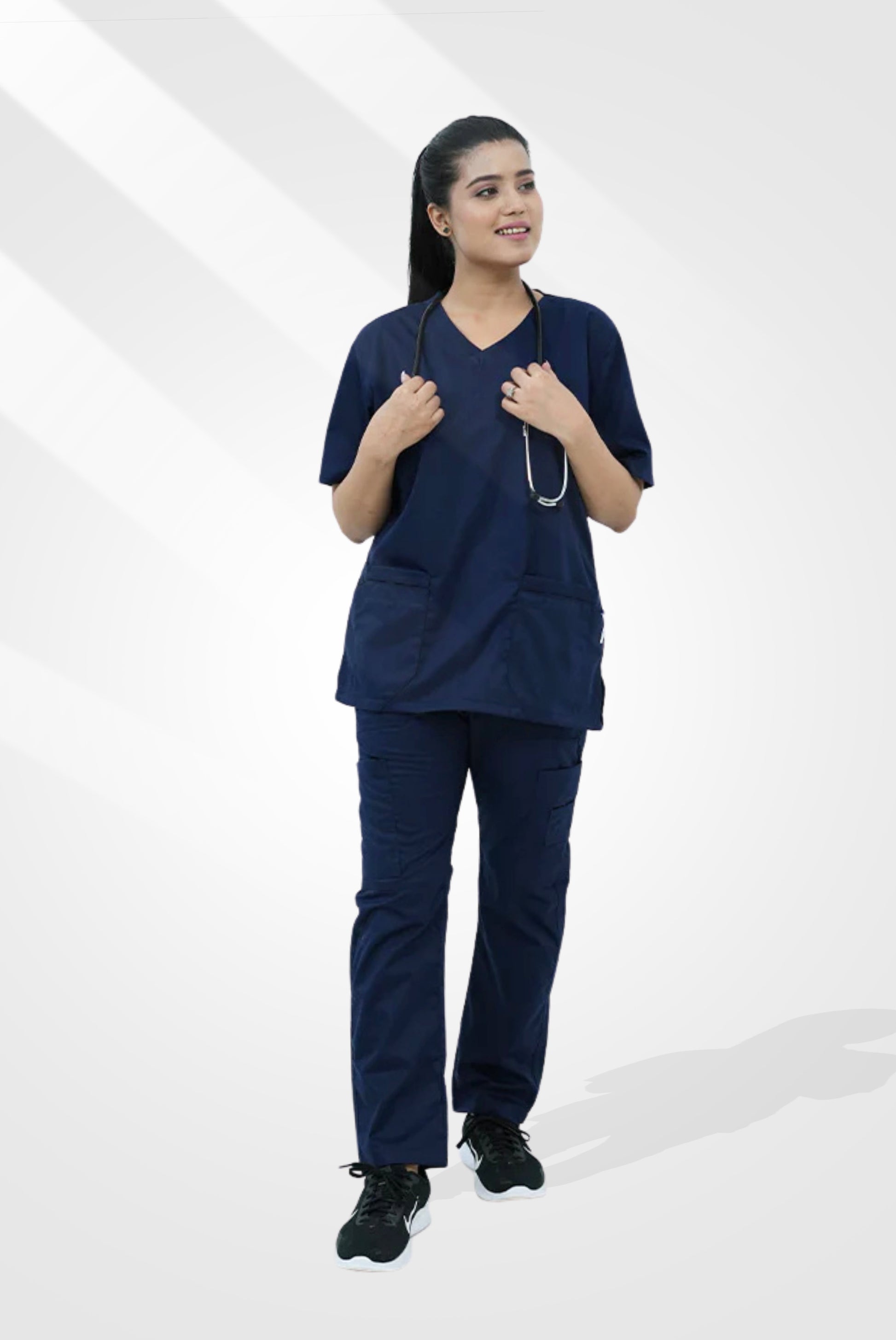 Classic Curve™ Navy Blue Scrub Suit for Women by GTEX Apparels Pakistan
