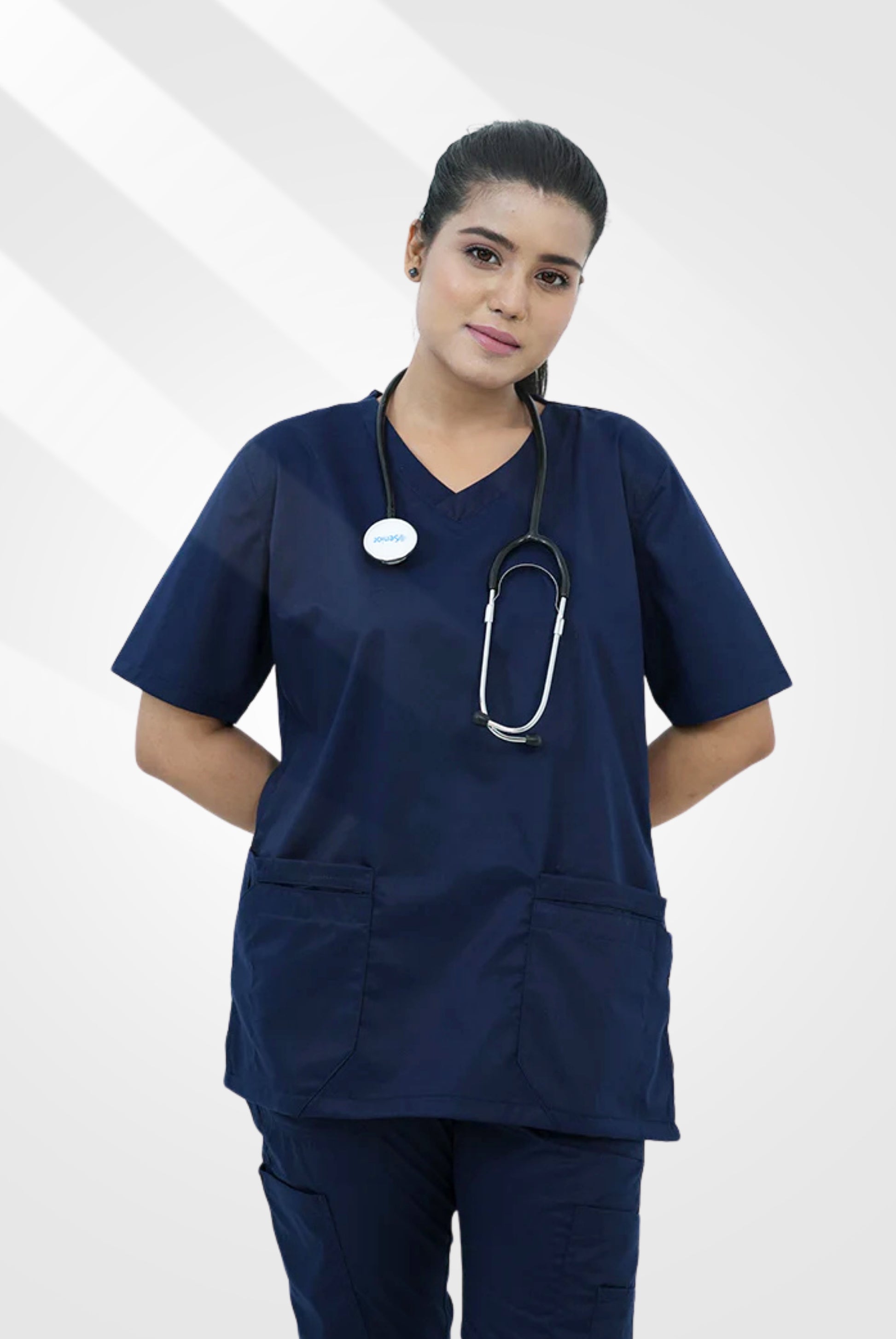 Classic Curve™ Navy Blue Scrub Suit for Women by GTEX Apparels Pakistan
