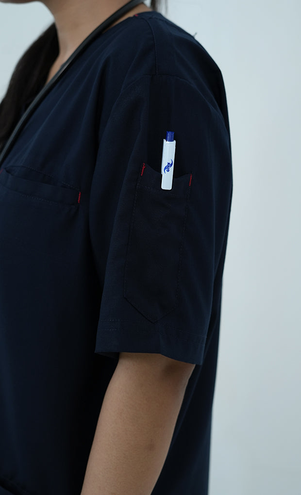 Classic Curve™ Navy Blue Scrub Suit for Women by GTEX Apparels Pakistan