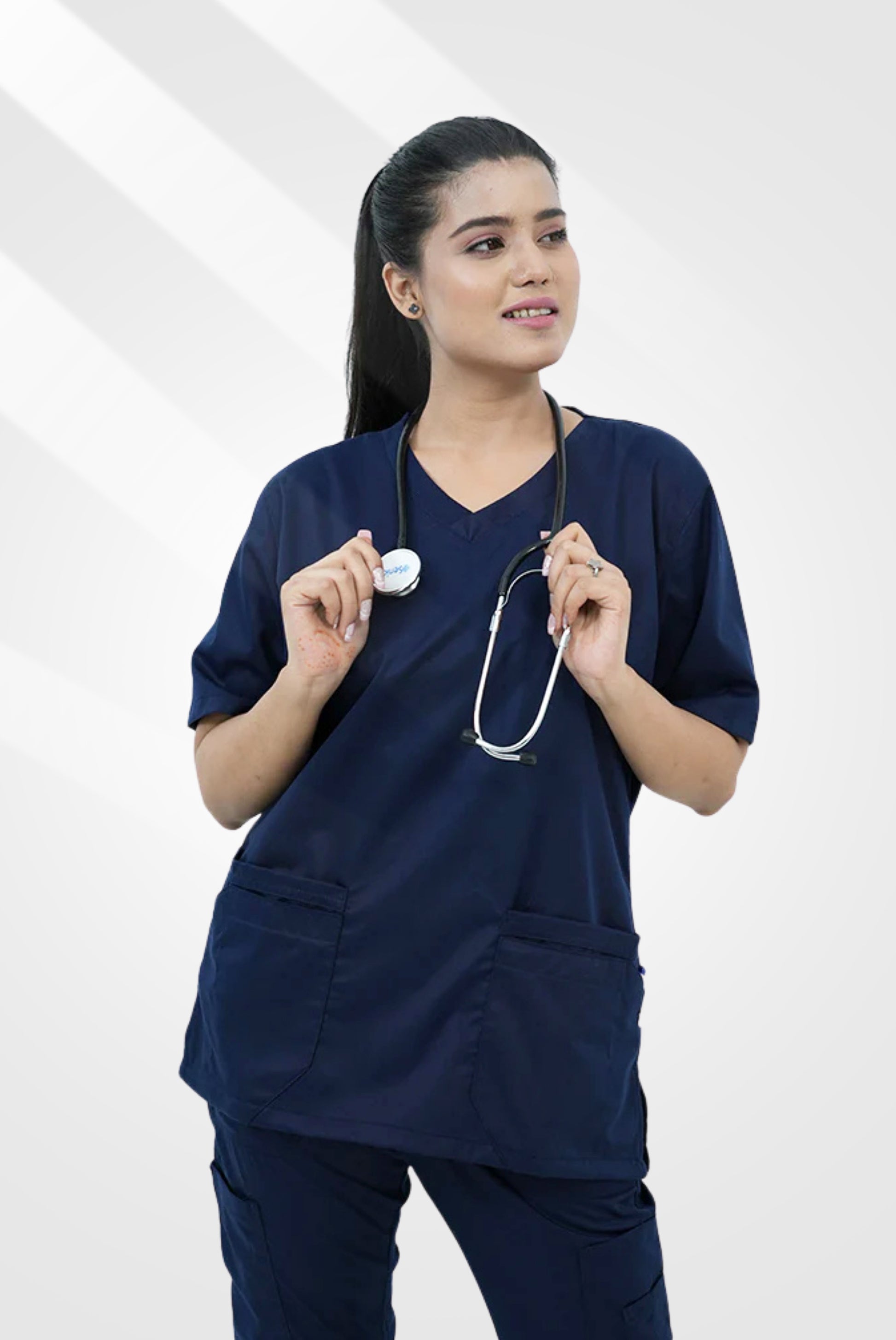 Classic Curve™ Navy Blue Scrub Suit for Women by GTEX Apparels Pakistan