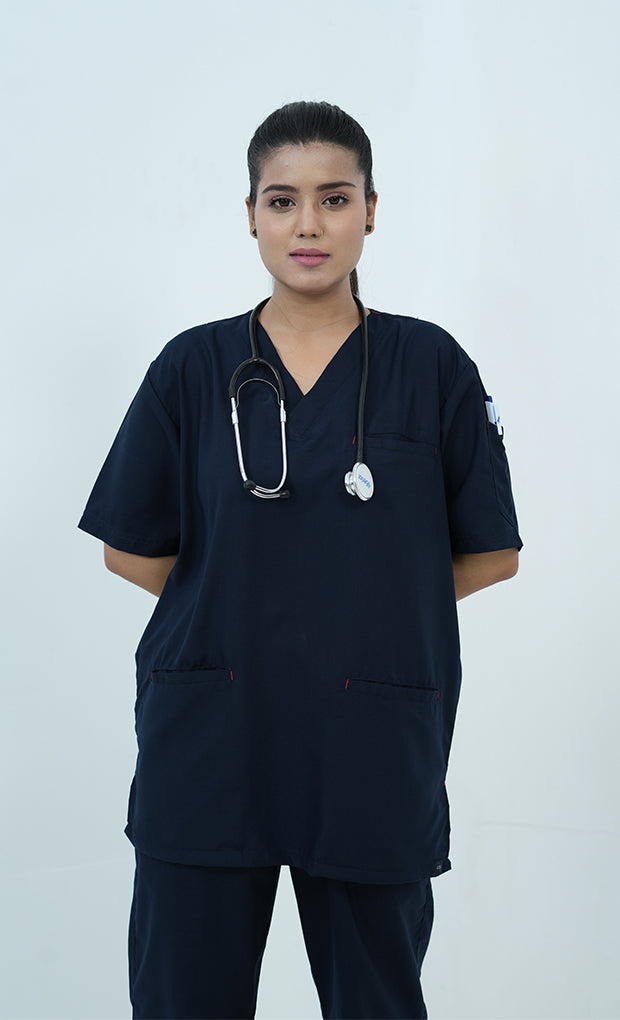 Classic Curve™ Navy Blue Scrub Suit for Women by GTEX Apparels Pakistan