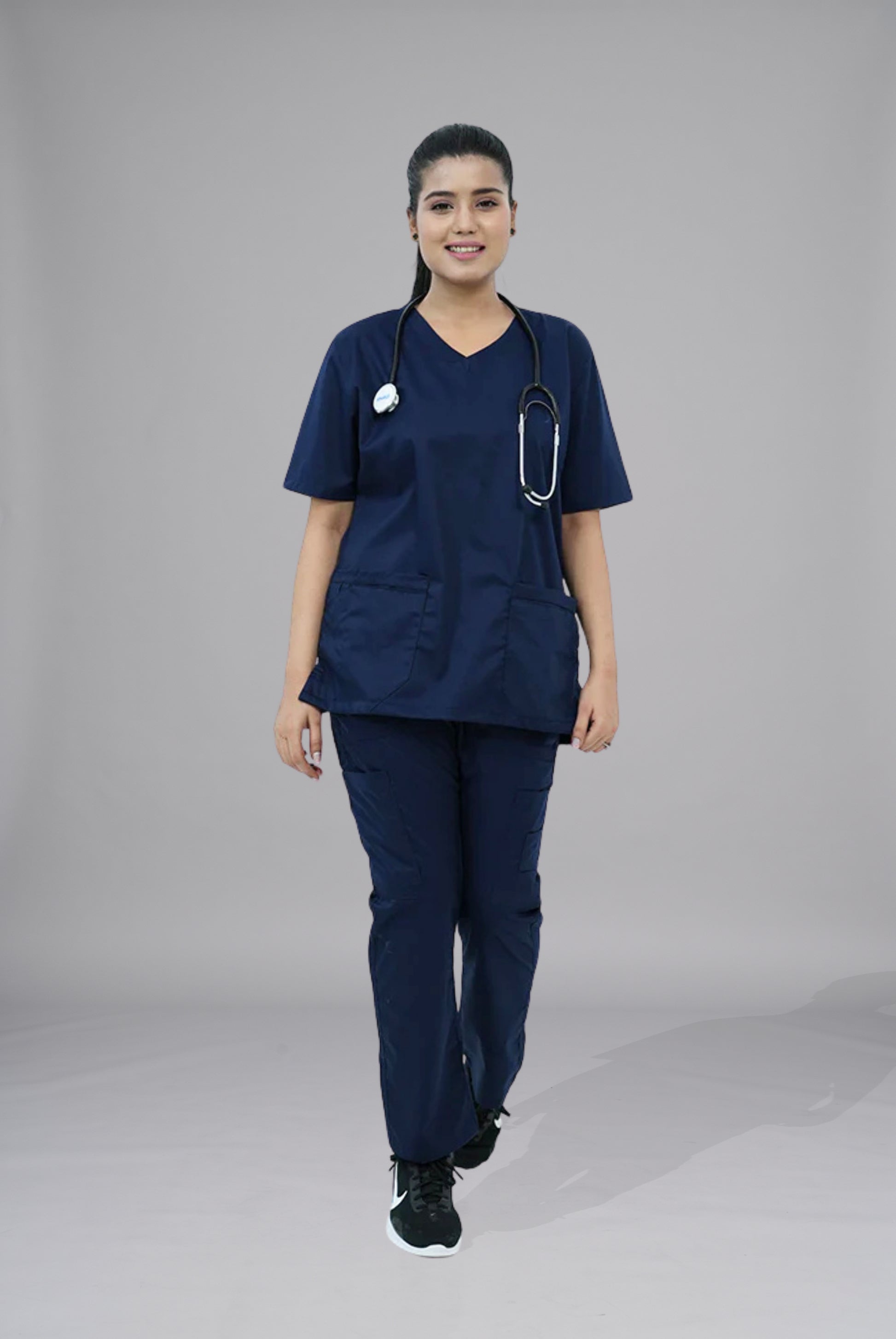 Buy Classic Curve navy blue scrub for men in Pakistan by Gtex Apparels suitable for healthcare professionals requiring durable everyday workwear  3