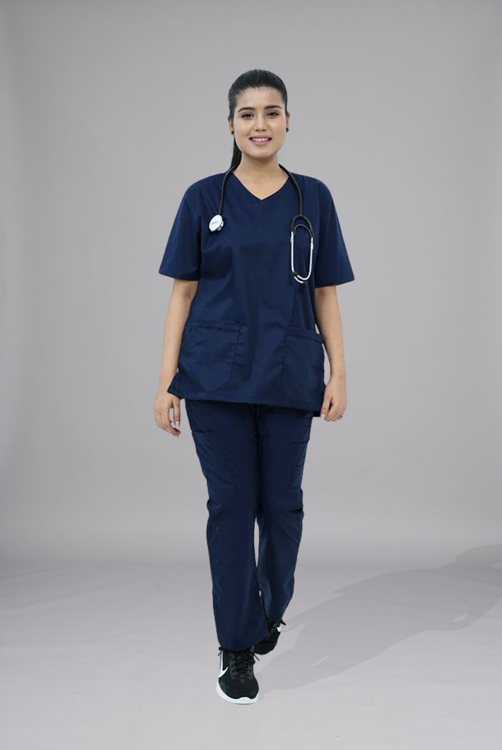 Buy Classic Curve navy blue scrub for men in Pakistan by Gtex Apparels suitable for healthcare professionals requiring durable everyday workwear  3