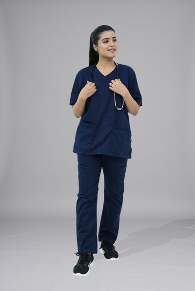 Buy Classic Curve navy blue scrub for men in Pakistan by Gtex Apparels suitable for healthcare professionals requiring durable everyday workwear  1
