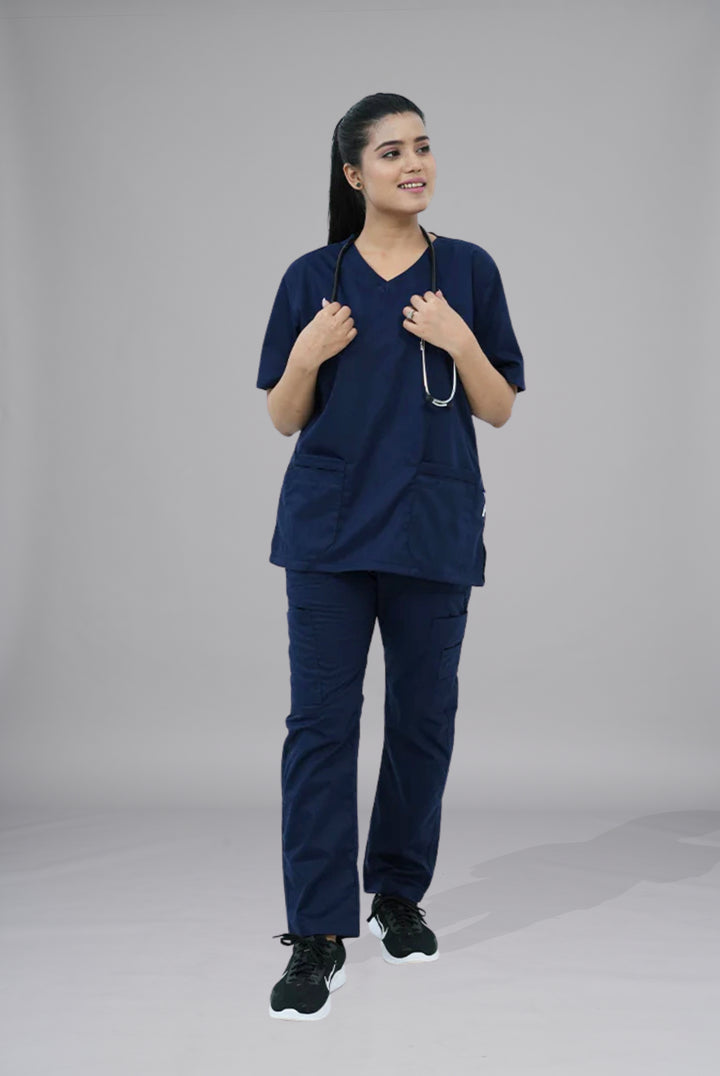 Buy Classic Curve navy blue scrub for men in Pakistan by Gtex Apparels suitable for healthcare professionals requiring durable everyday workwear  1