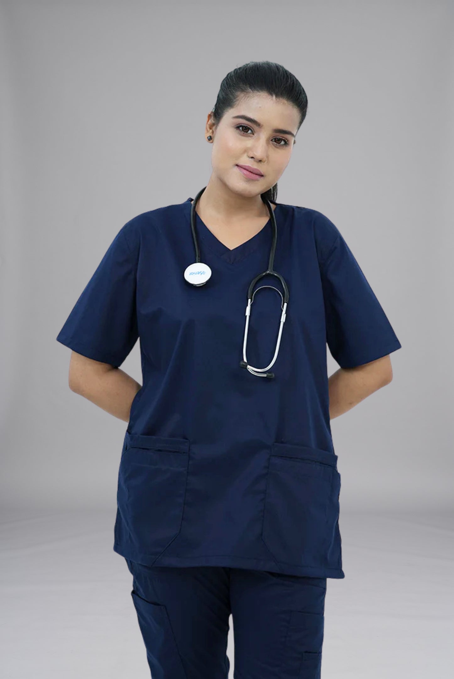 Buy Classic Curve navy blue scrub for men in Pakistan by Gtex Apparels suitable for healthcare professionals requiring durable everyday workwear  4