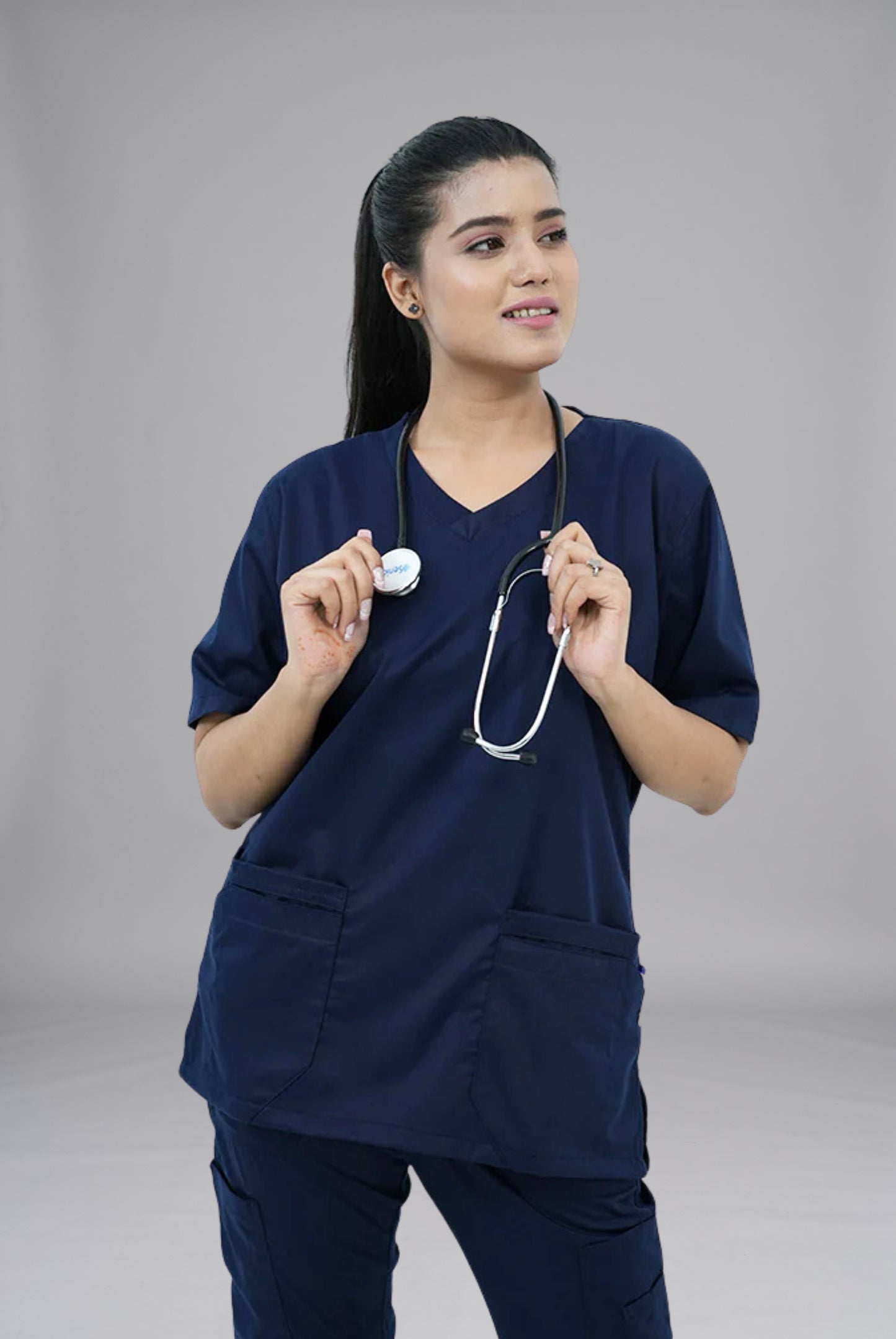 Buy Classic Curve navy blue scrub for men in Pakistan by Gtex Apparels suitable for healthcare professionals requiring durable everyday workwear  6