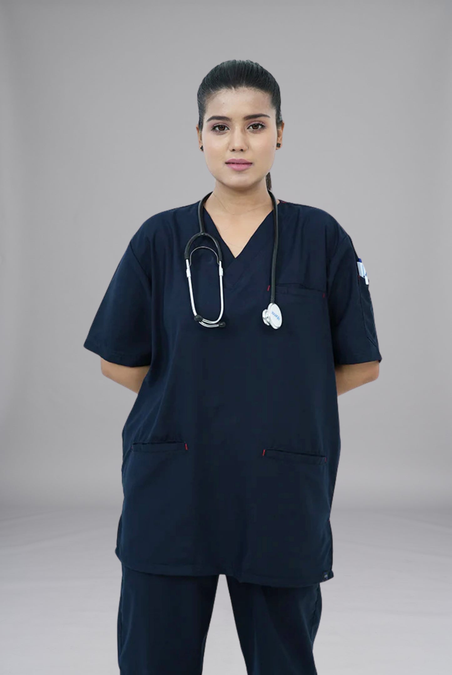 Buy Classic Curve navy blue scrub for men in Pakistan by Gtex Apparels suitable for healthcare professionals requiring durable everyday workwear  8