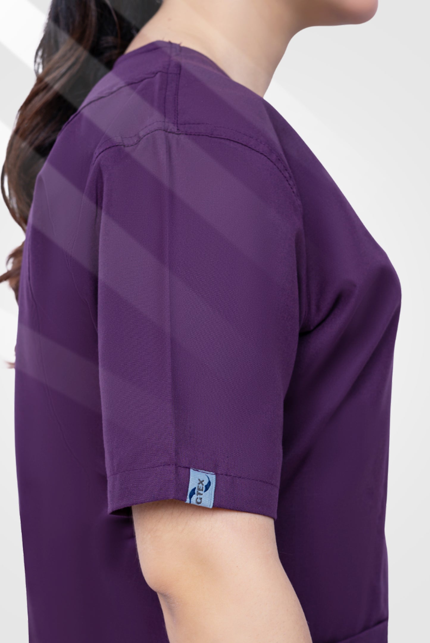 Buy Classic Curve purple scrubs for women in Pakistan by Gtex Apparels, comfortable workwear for daily use 6