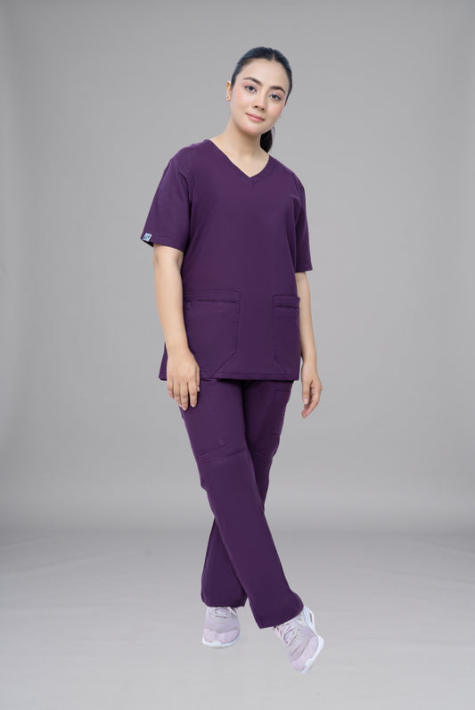 Buy Classic Curve purple scrubs for women in Pakistan by Gtex Apparels comfortable workwear for daily use 2