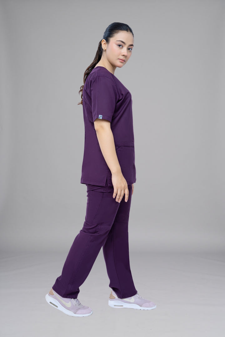 Buy Classic Curve purple scrubs for women in Pakistan by Gtex Apparels comfortable workwear for daily use 4