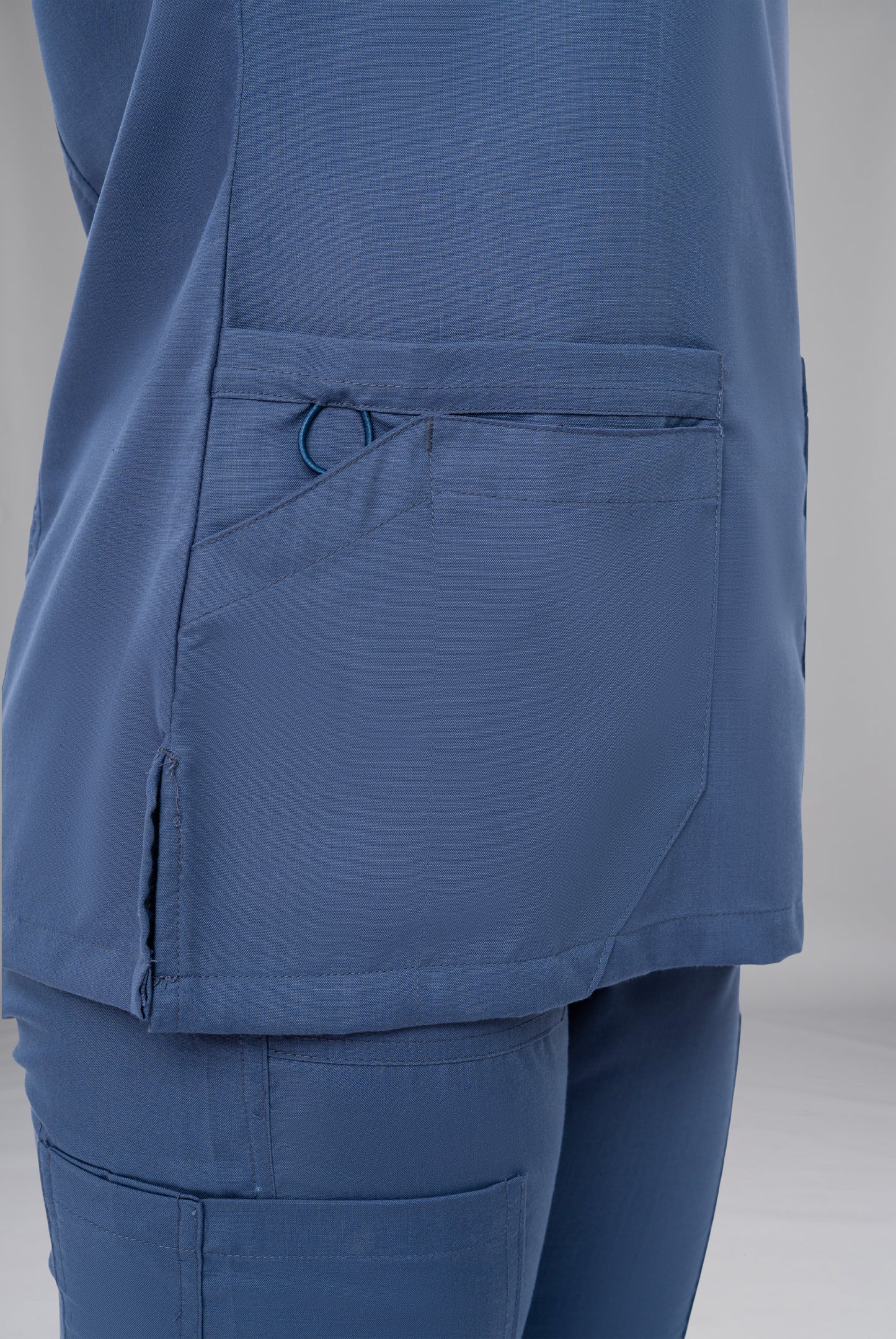 Buy Classic Curve™ steel grey scrub for women by Gtex Apparels in Pakistan, designed for practical healthcare work environments 2