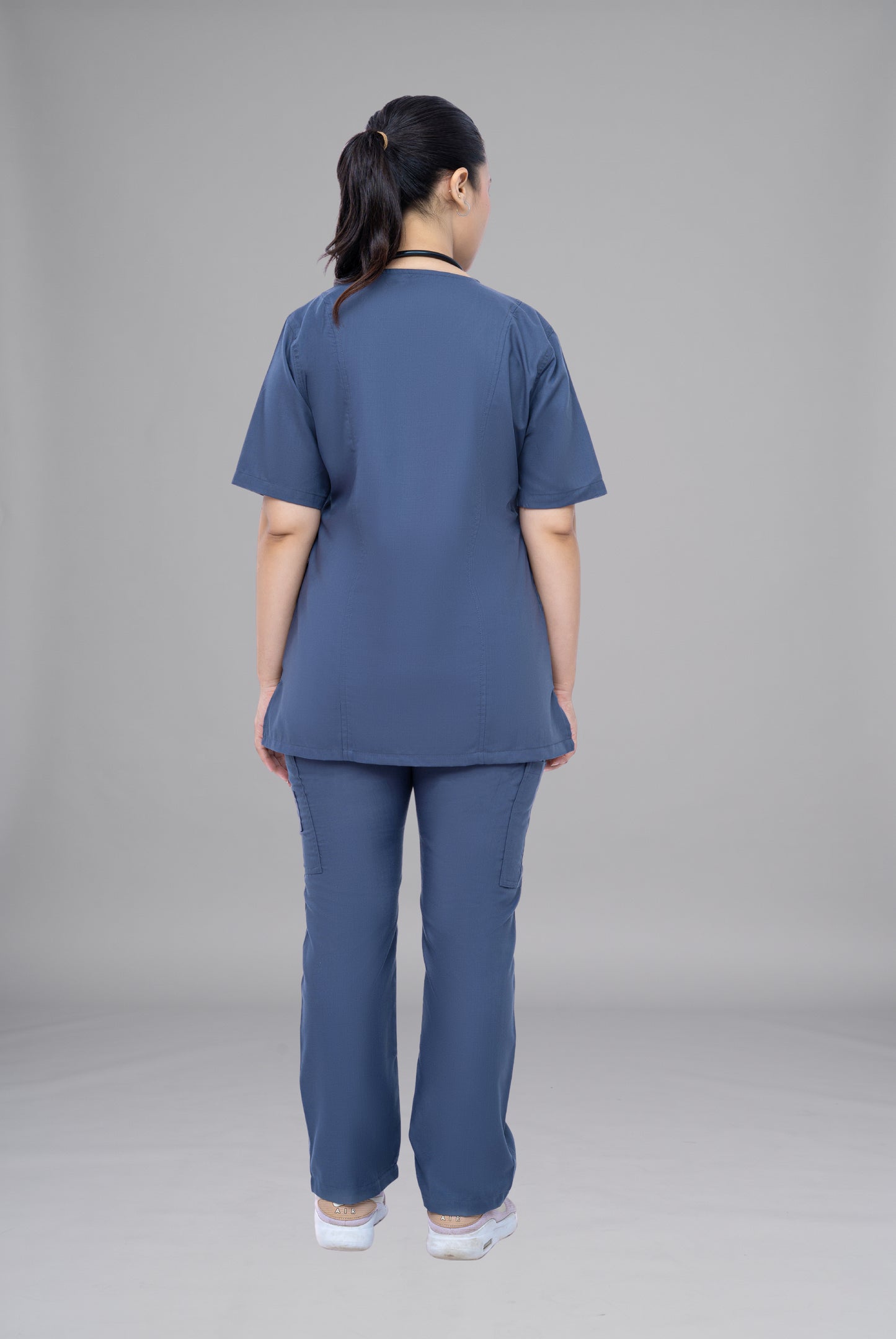 Buy Classic Curve™ steel grey scrub for women by Gtex Apparels in Pakistan, designed for practical healthcare work environments 4