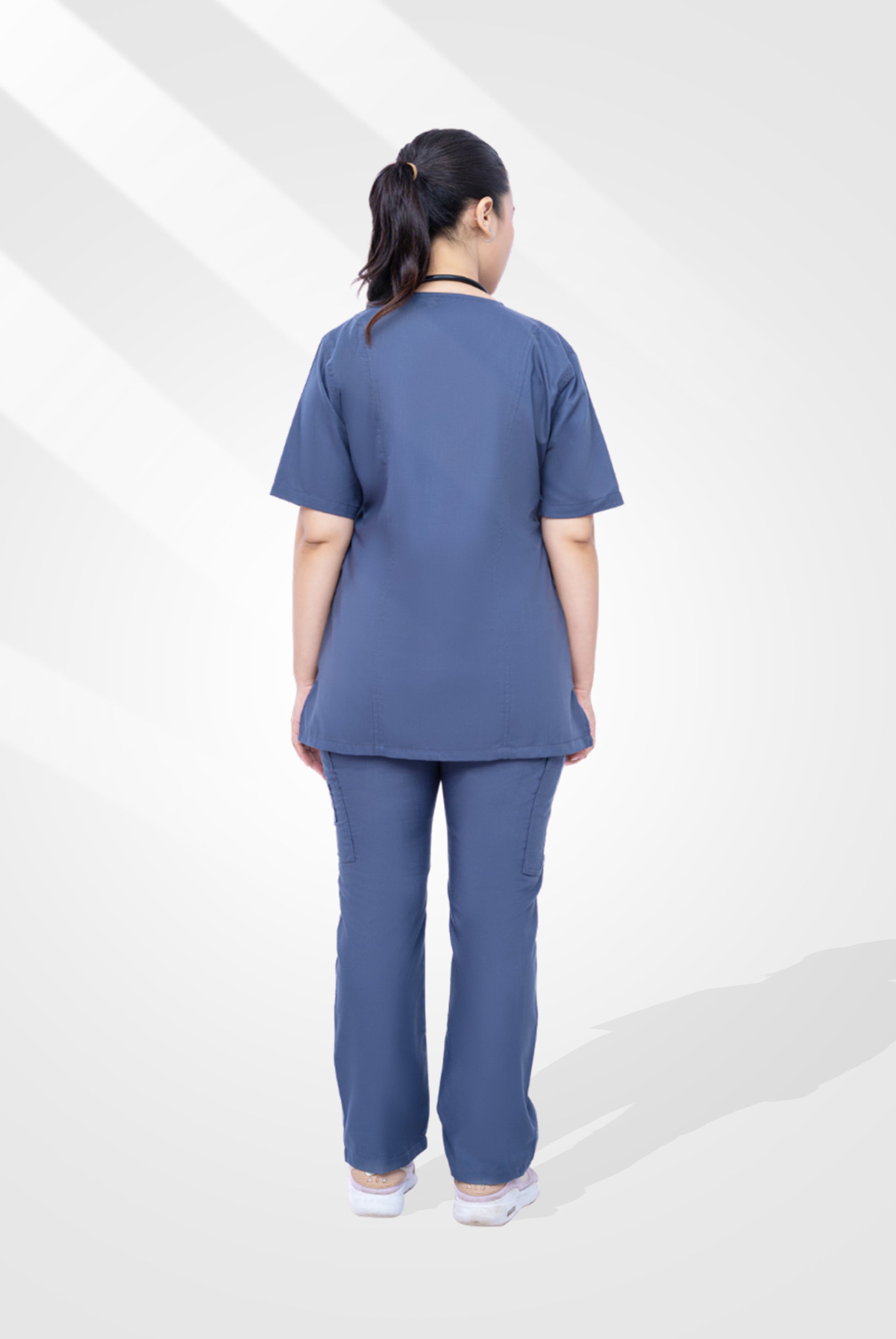 Buy Classic Curve™ steel grey scrub for women by Gtex Apparels in Pakistan designed for practical healthcare work environments 6