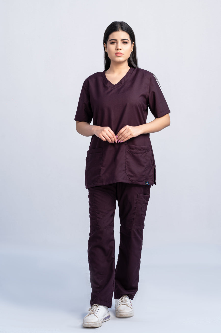 Classic Curve™ Wine Scrub Suit for Women by GTEX Apparels Pakistan