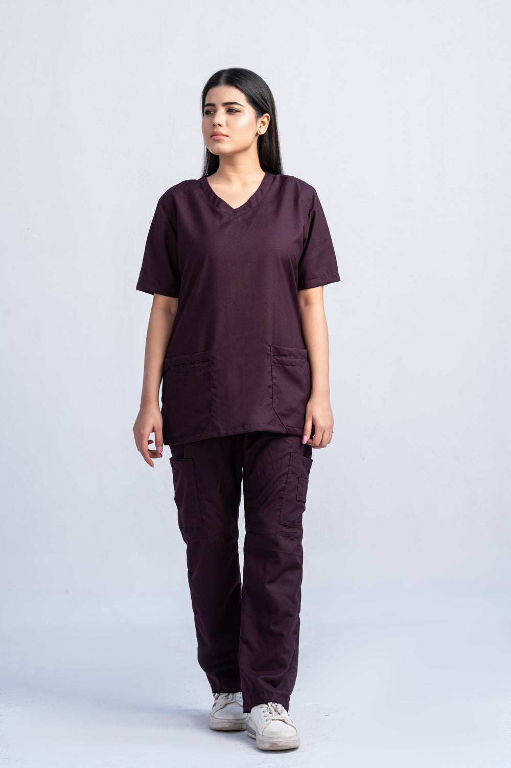 Classic Curve™ Wine Scrub Suit for Women by GTEX Apparels Pakistan
