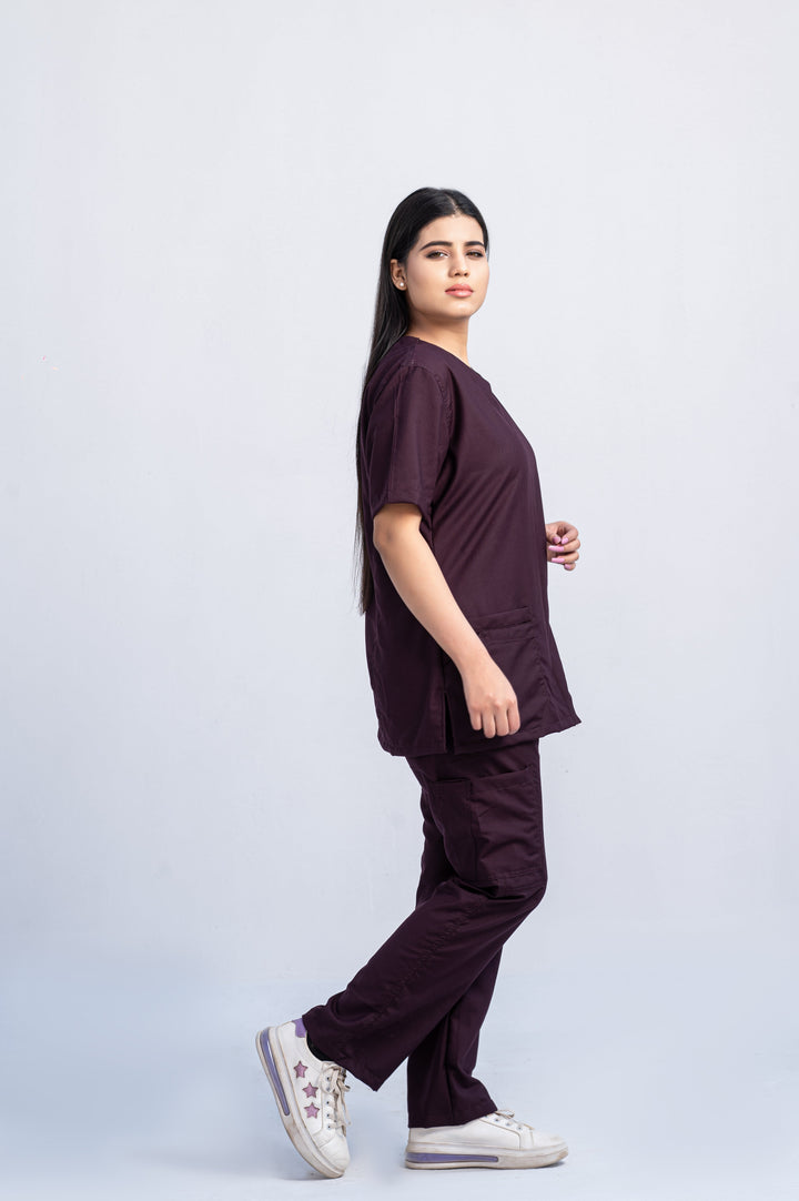 Classic Curve™ Wine Scrub Suit for Women by GTEX Apparels Pakistan