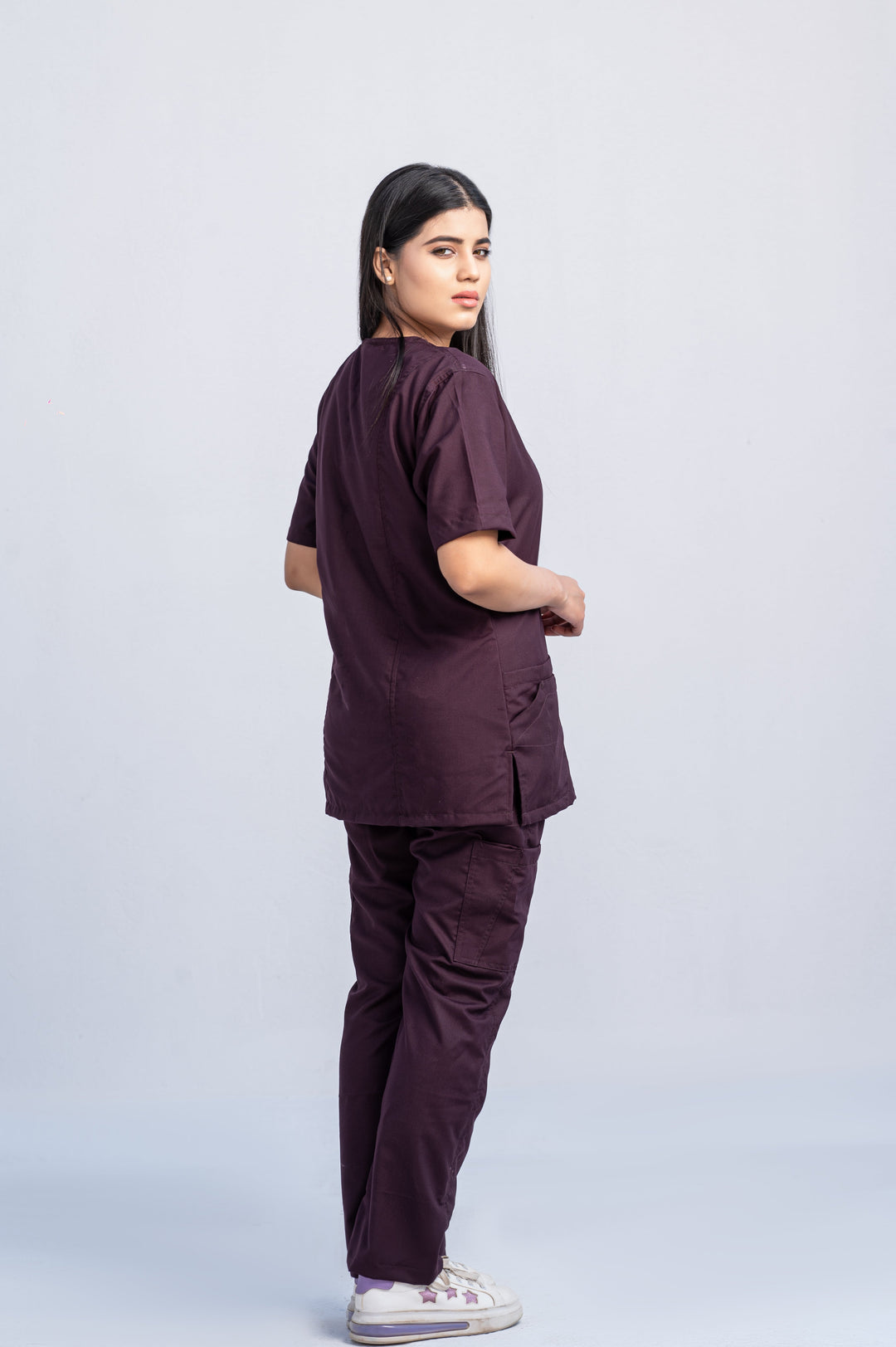 Classic Curve™ Wine Scrub Suit for Women by GTEX Apparels Pakistan